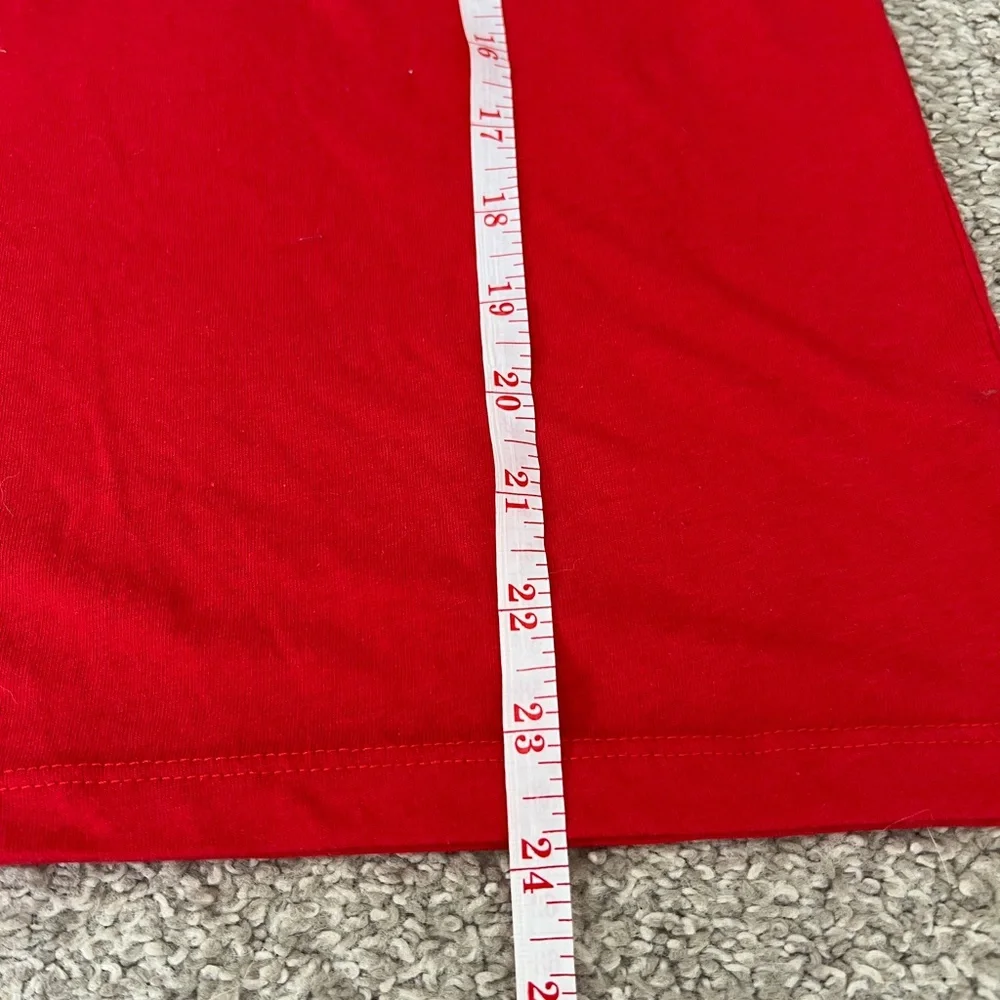 MTV Bold Red Christmas themed Logo Tee poinsettias and chevron Size S - Picture 7 of 8